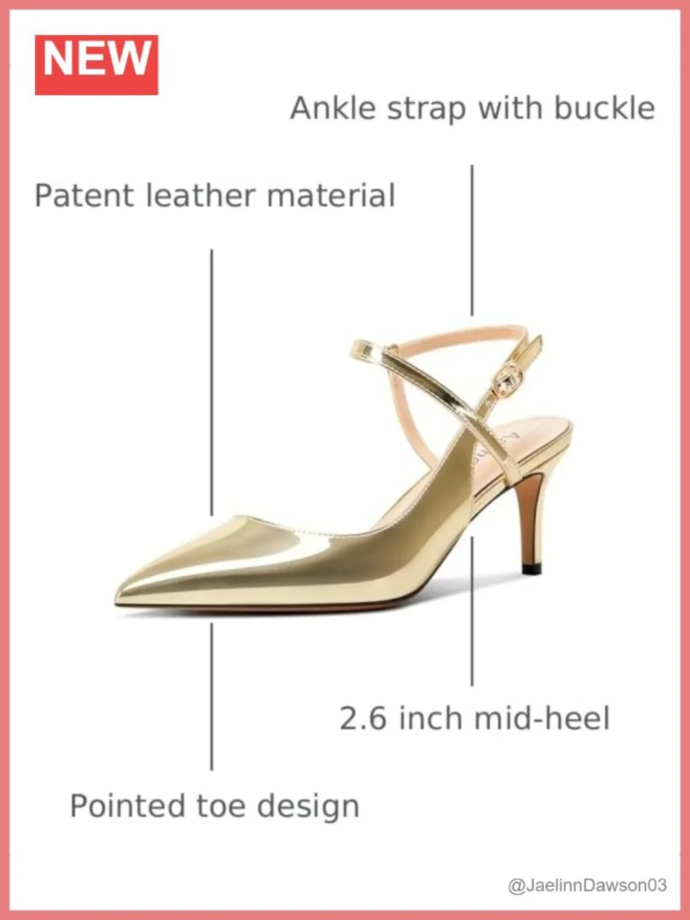 Women's Slingback Pumps Ankle Strap Stiletto Mid Heel Dress Shoes Patent Leather